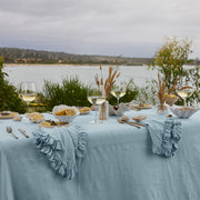 Dusty Blue Linen Napkin Set with Ruffles-0
