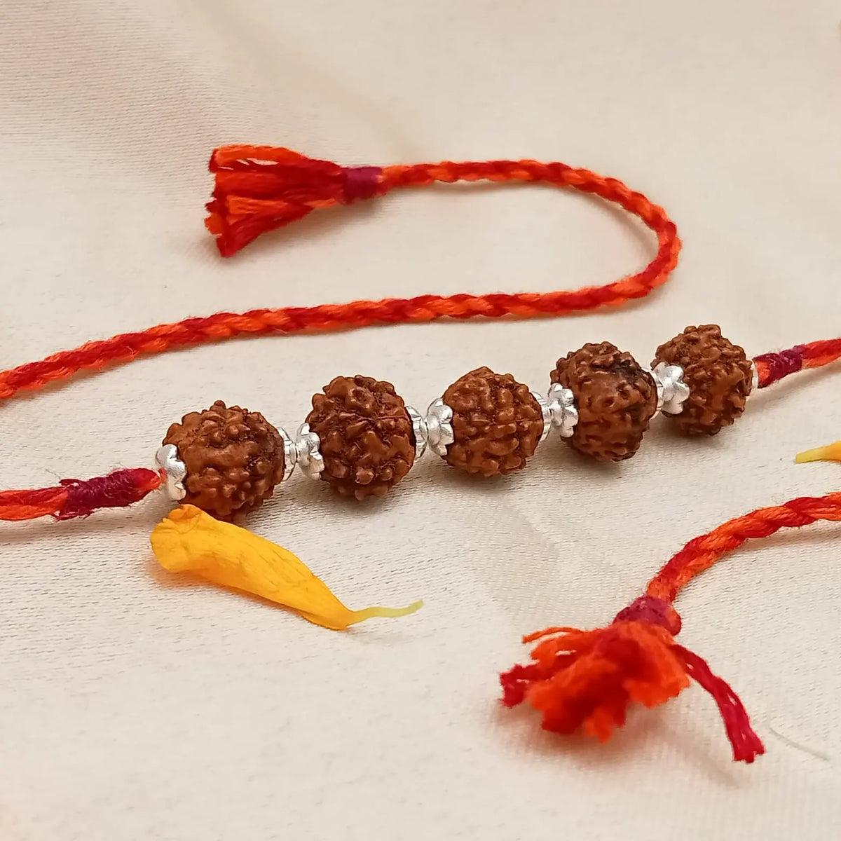 Rudraksha Silver Rakhi Pratha - Jewellery Studio