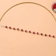 Rudraksha Bead Bracelet Rakhi Silver-plated Cap Beads Rakhi For Brother (1 Pc)