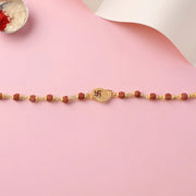 Swastik Rudraksha Bracelet Rakhi Cz Pendant Beaded Rakhi For Brother (1 Pc)