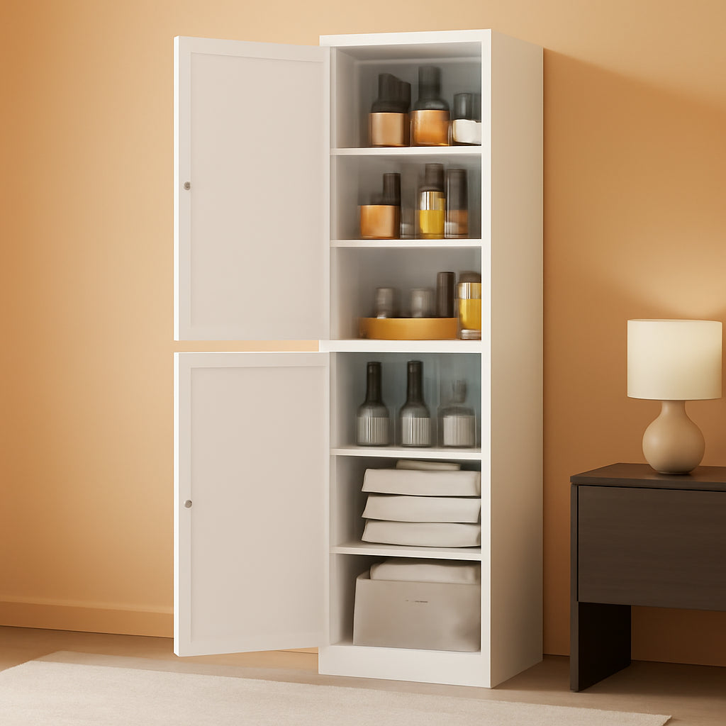 Tall White Metal Pantry Cabinet Sixty seven inch Locking-0