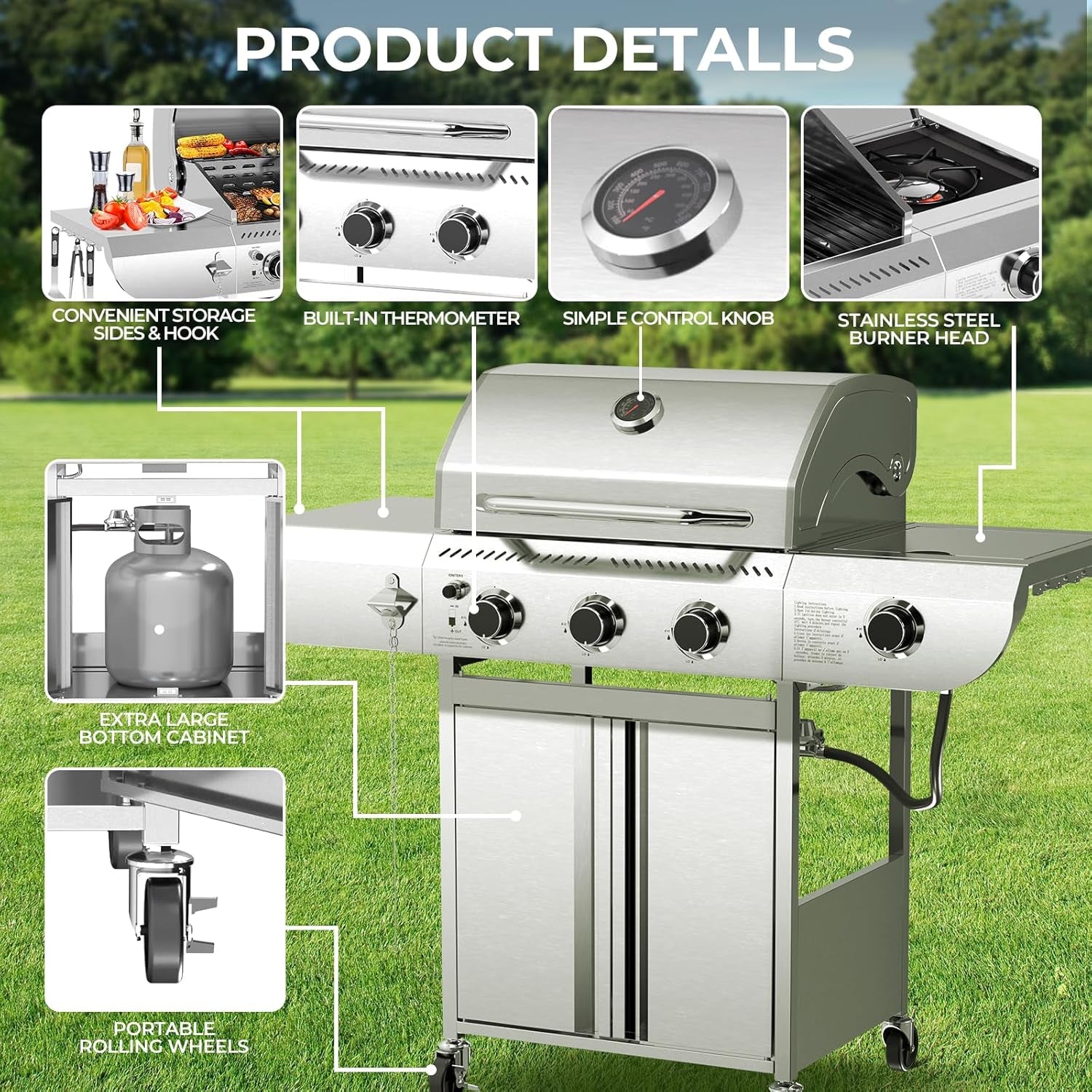 Propane Grill With Side Burner Commercial Grade Outdoor-4