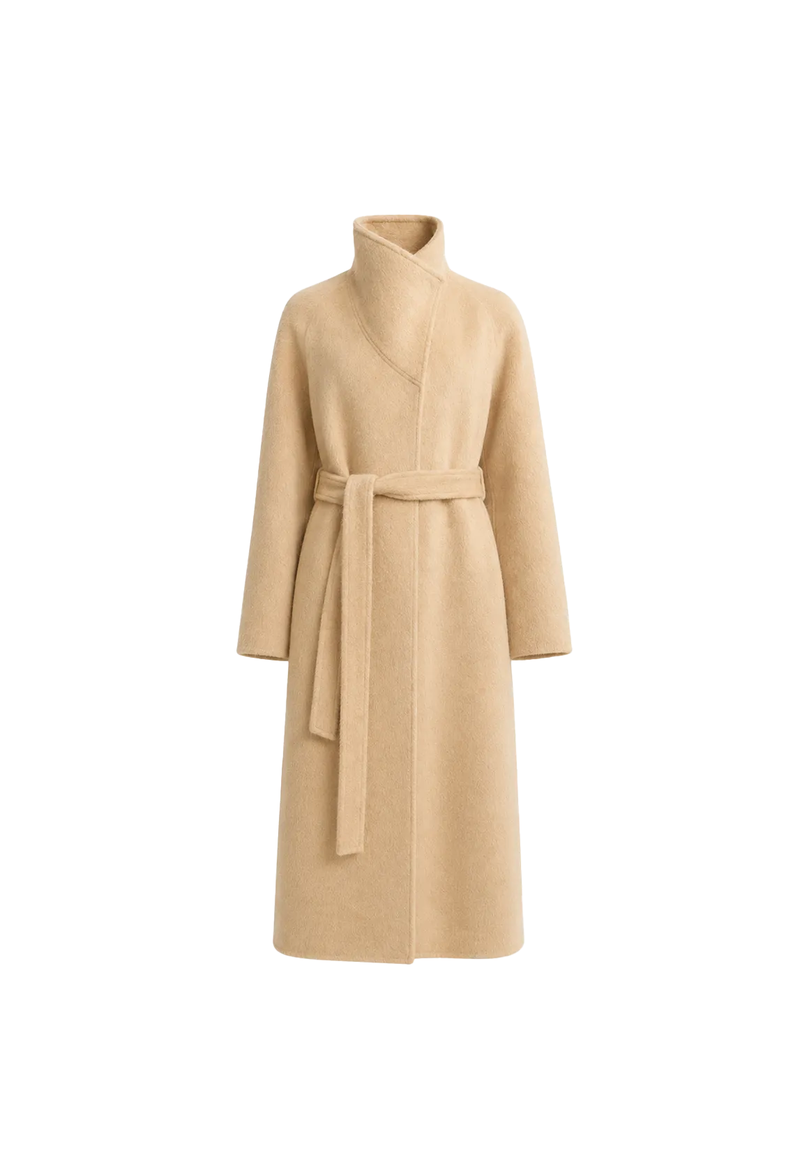 THE ARTM Women's Alpaca Wool Blend Coat - A-Line Lapel Long Coat "Architectural Grace"