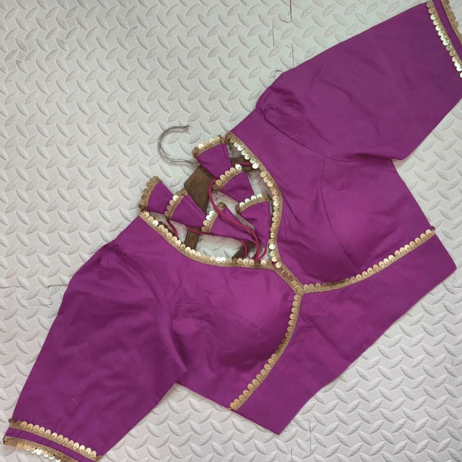 Avira Magenta Sequin Flex Cotton Blouse Yooneck