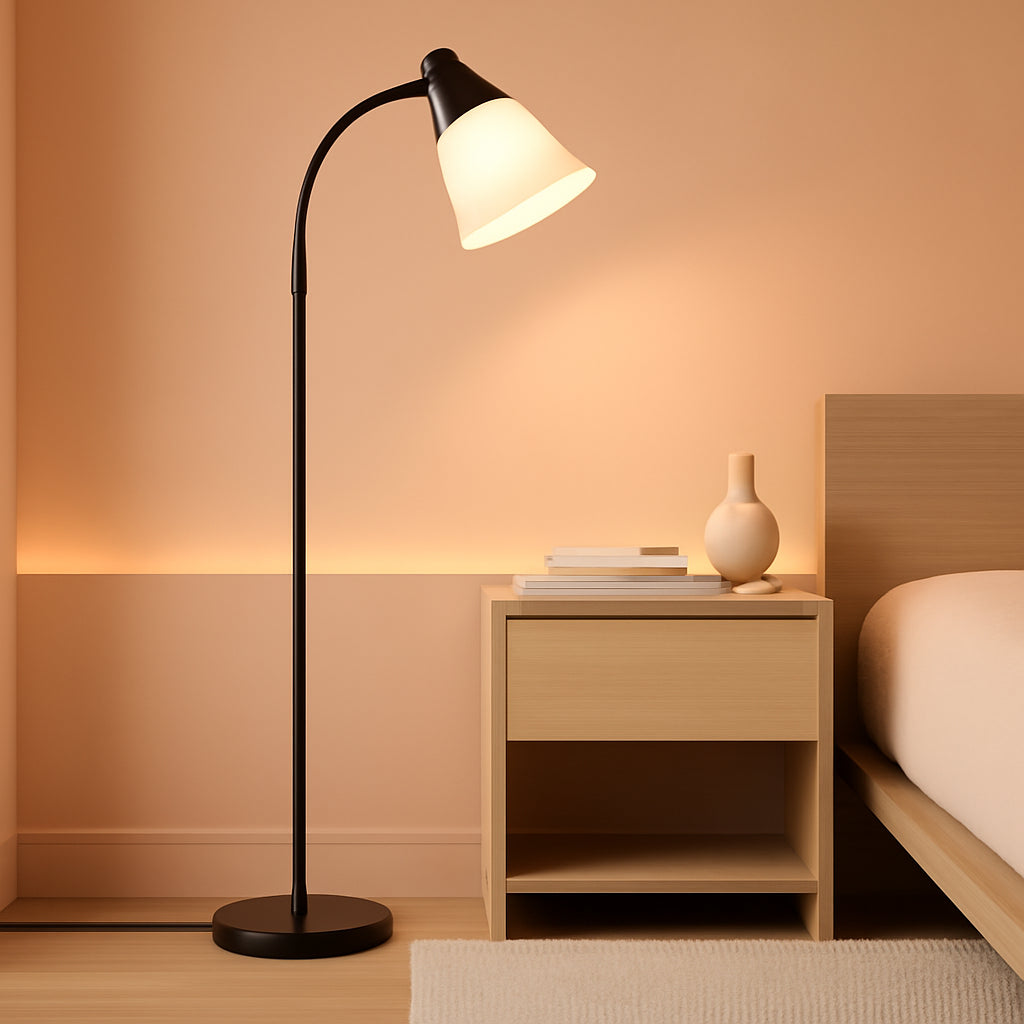 Black Floor Lamp With Adjustable Illuminated Shade-0