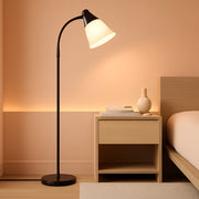Black Floor Lamp With Adjustable Illuminated Shade-0