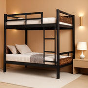 Twin Over Twin Metallic Bunk Bed Vintage Rustic Brown-0
