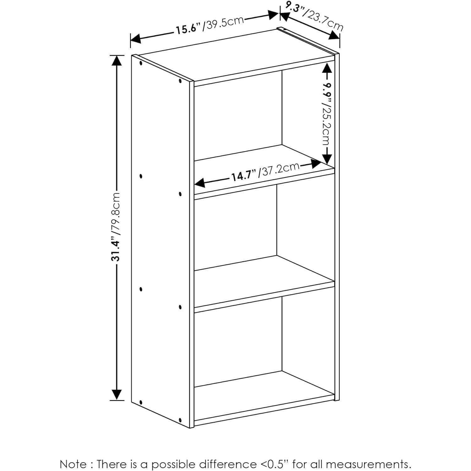 Luder Three Tier Open Shelf Bookcase Bright White Finish-2
