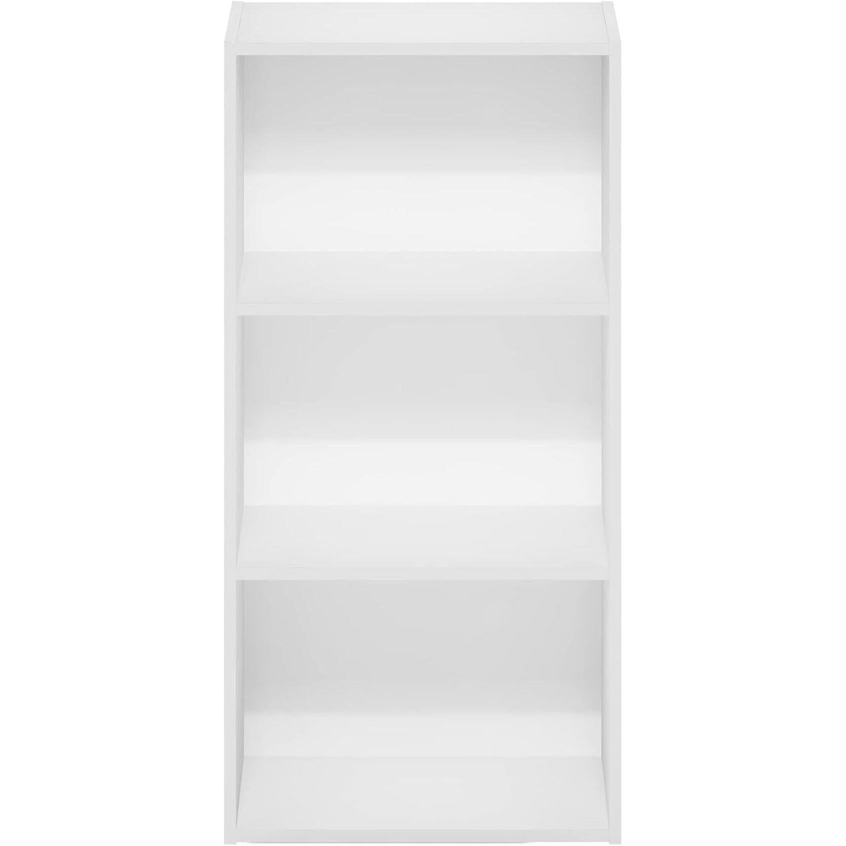Luder Three Tier Open Shelf Bookcase Bright White Finish-4
