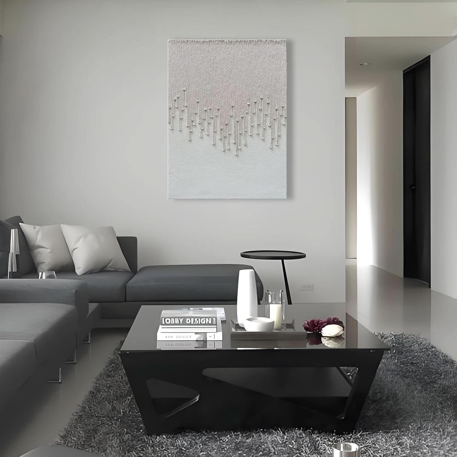 Hand-Painted White Abstract Oil Painting 40x28 Inch-4