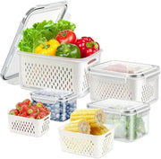 Refrigerator Storage Containers Boxes with Airtight Lid/Kitchen Fridge Organizers for Fruits & Vegetables Pack of 4 31154
