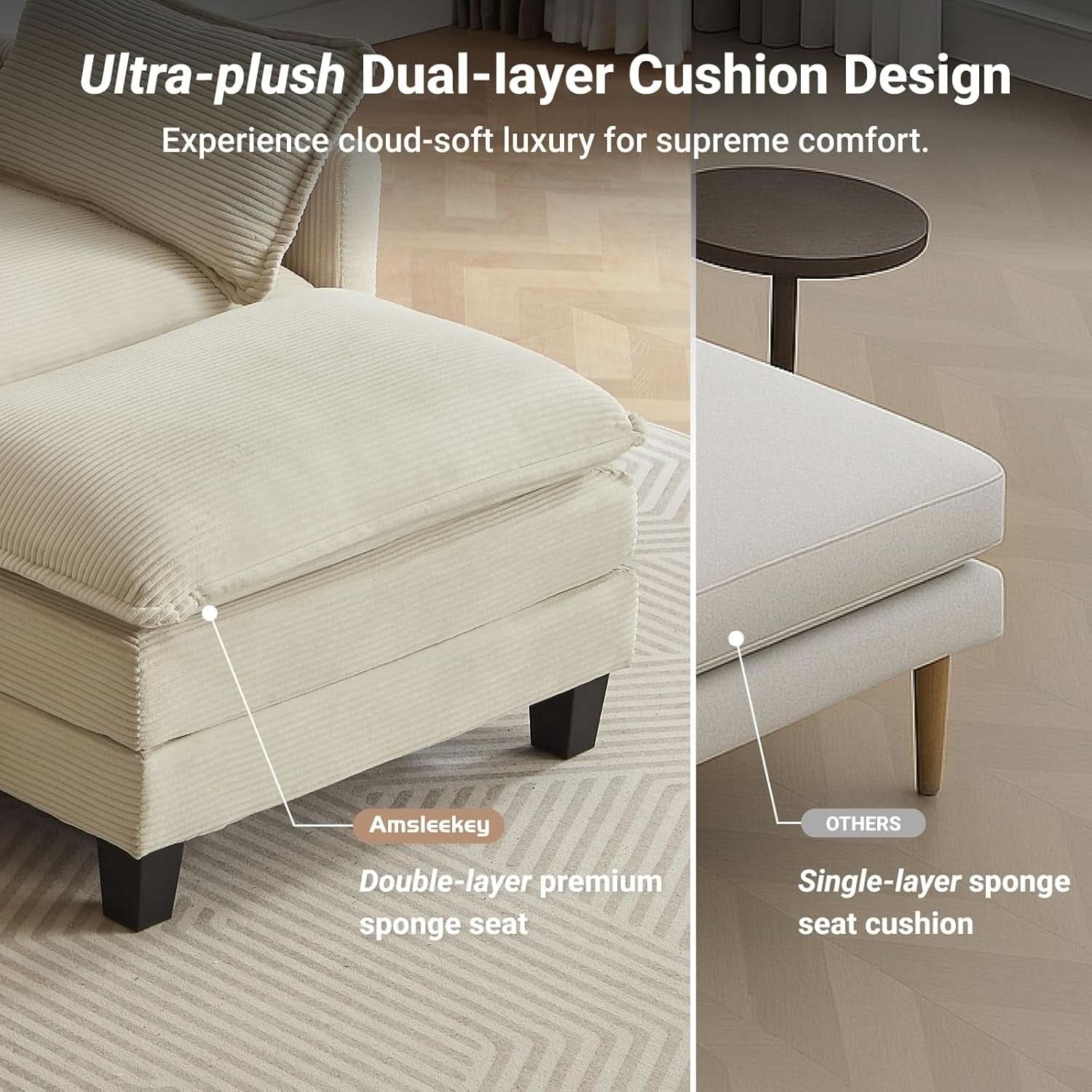 Comfy Modular Sectional Sofa With Movable Ottomans-4
