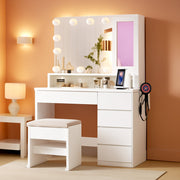35.43-Inch White LED Vanity Desk Illuminated Mirror-0