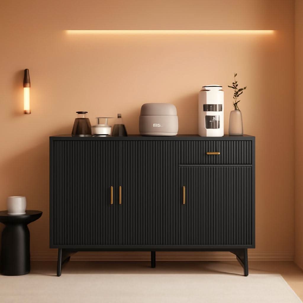 Black 47In Sideboard Cabinet For Dining Room Storage-0