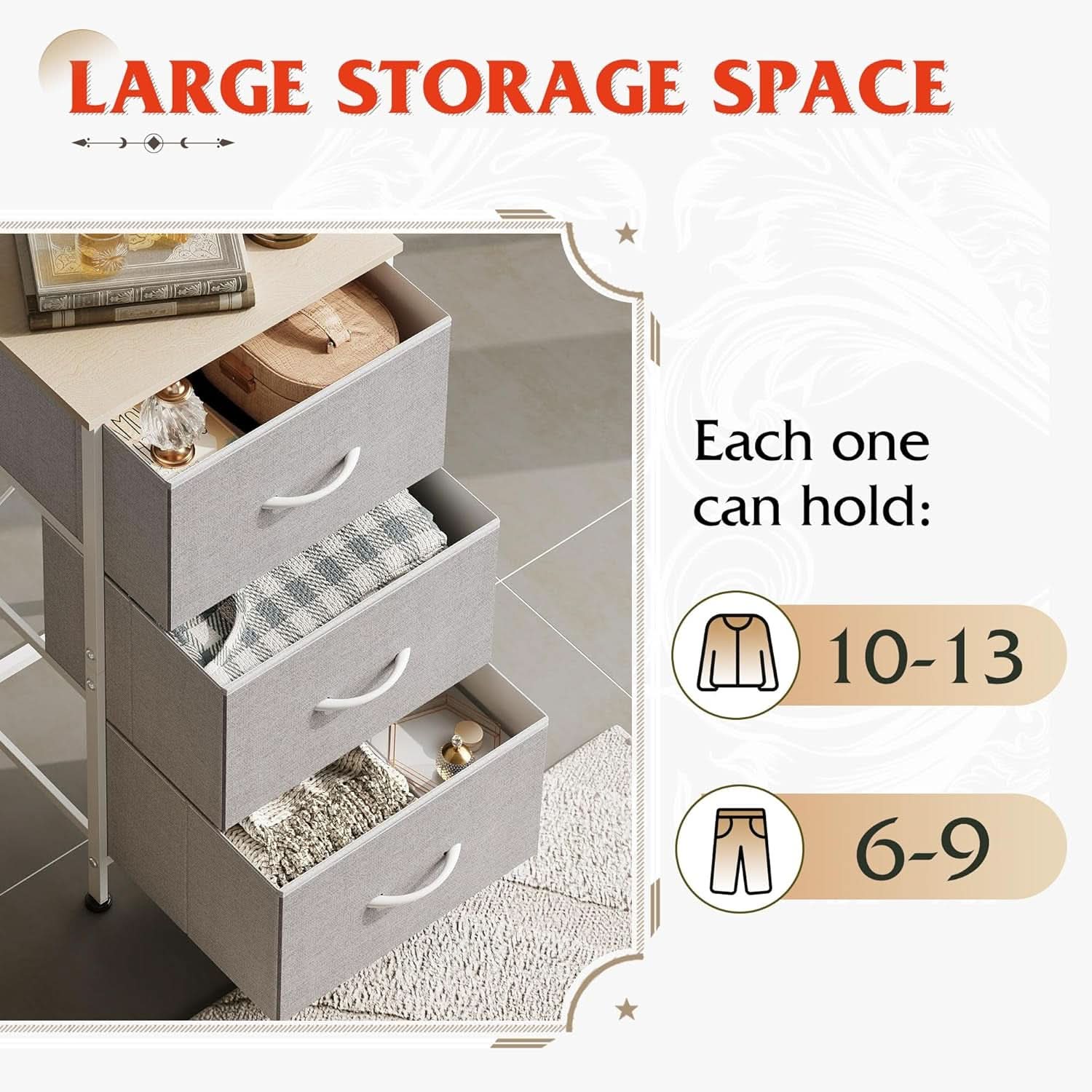 Light Grey Nightstand With 3 Drawers For Bedroom Hallway-4
