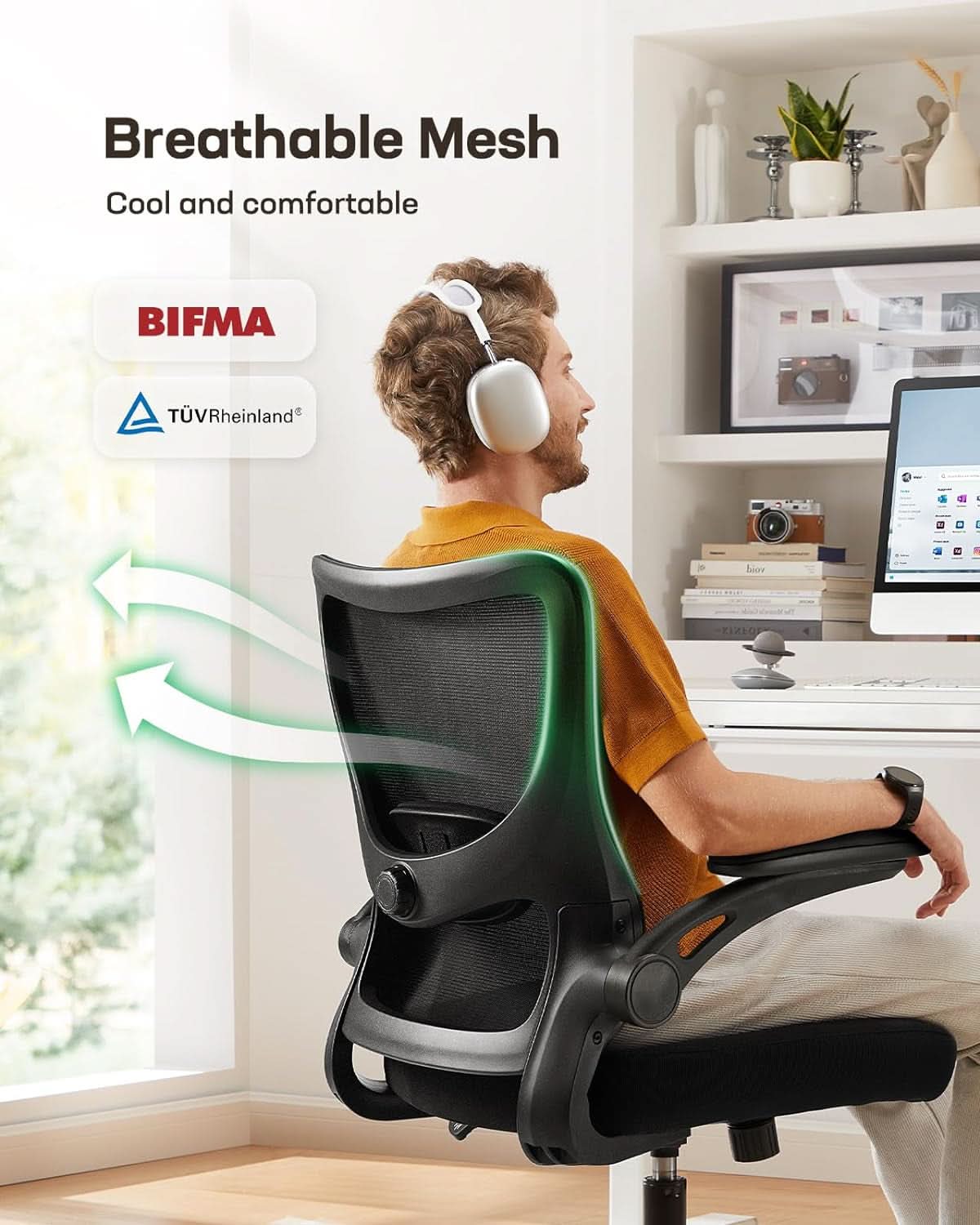Mesh Office Chair With Adjustable Armrests And Lumbar-4