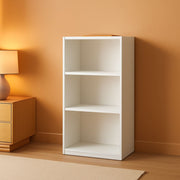 Luder Three Tier Open Shelf Bookcase Bright White Finish-0
