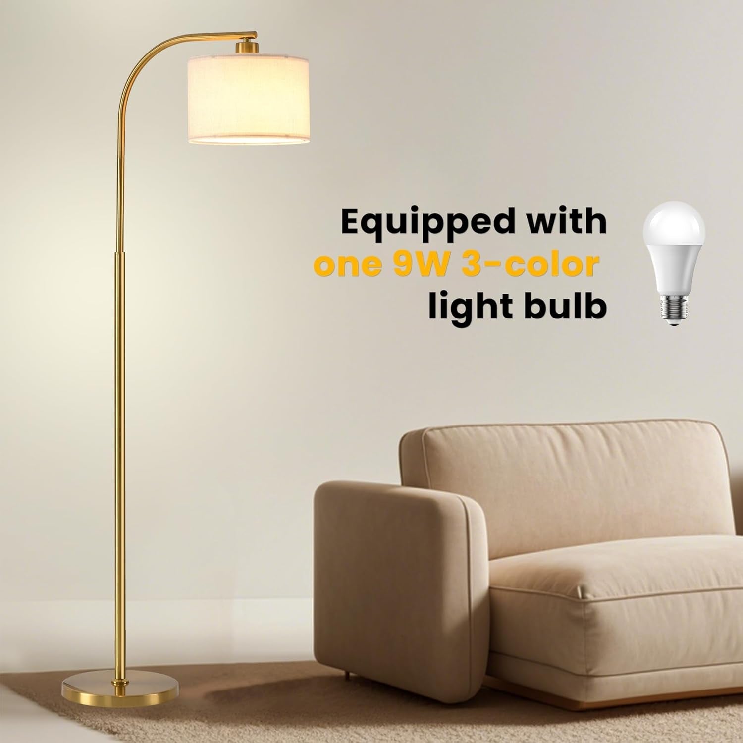 Tall Floor Lamp 65 Inch Brushed Gold Contemporary Finish-2