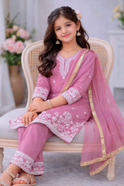 Gulaboo Embroidered Silk Kids Suit Set with Dupatta Manya