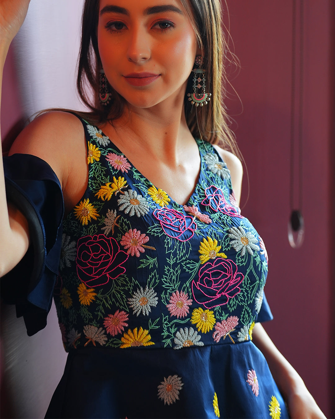 Navy Blue Peplum Co-ord Set-1