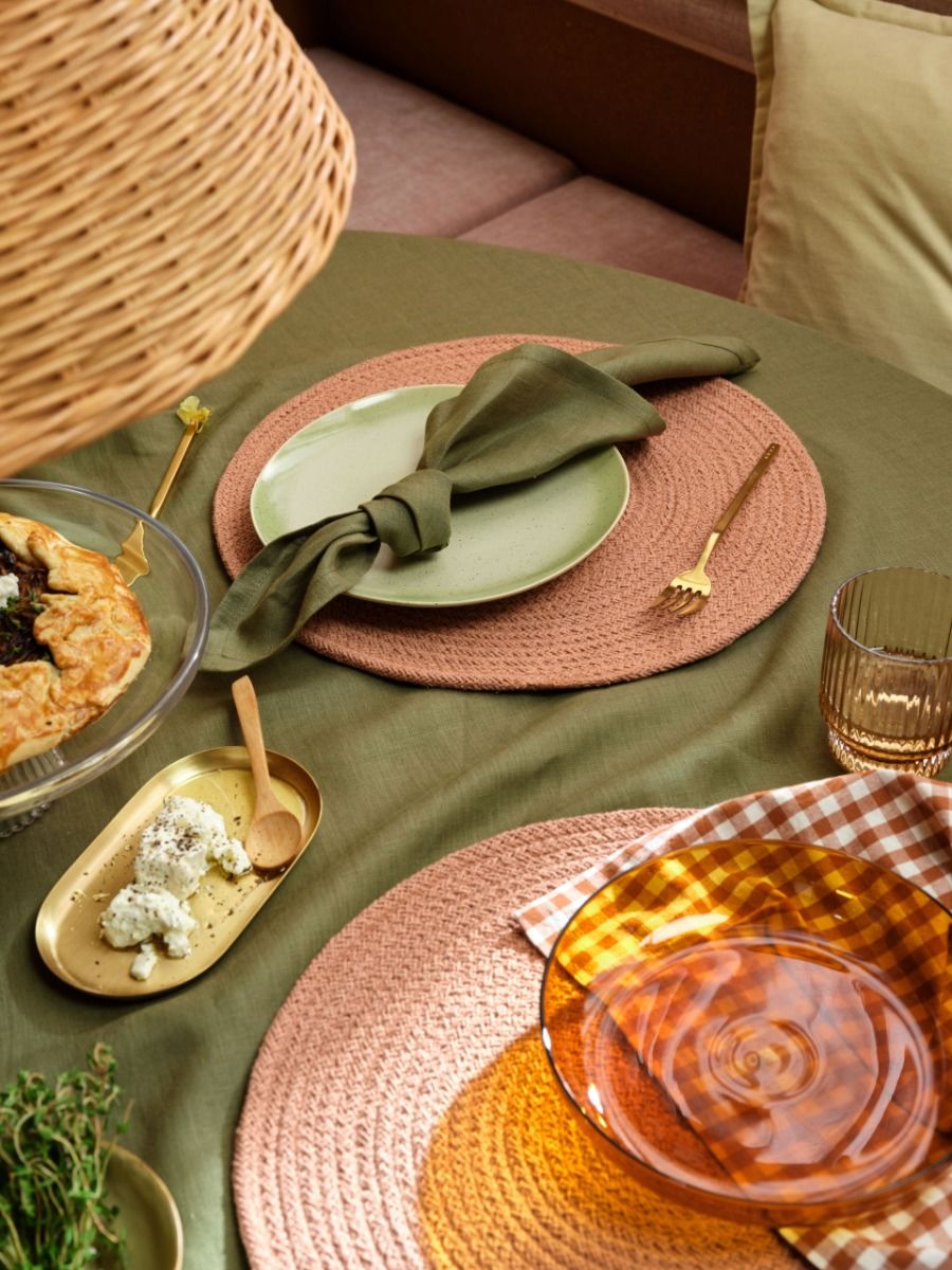 Olive Green Linen Napkin Set