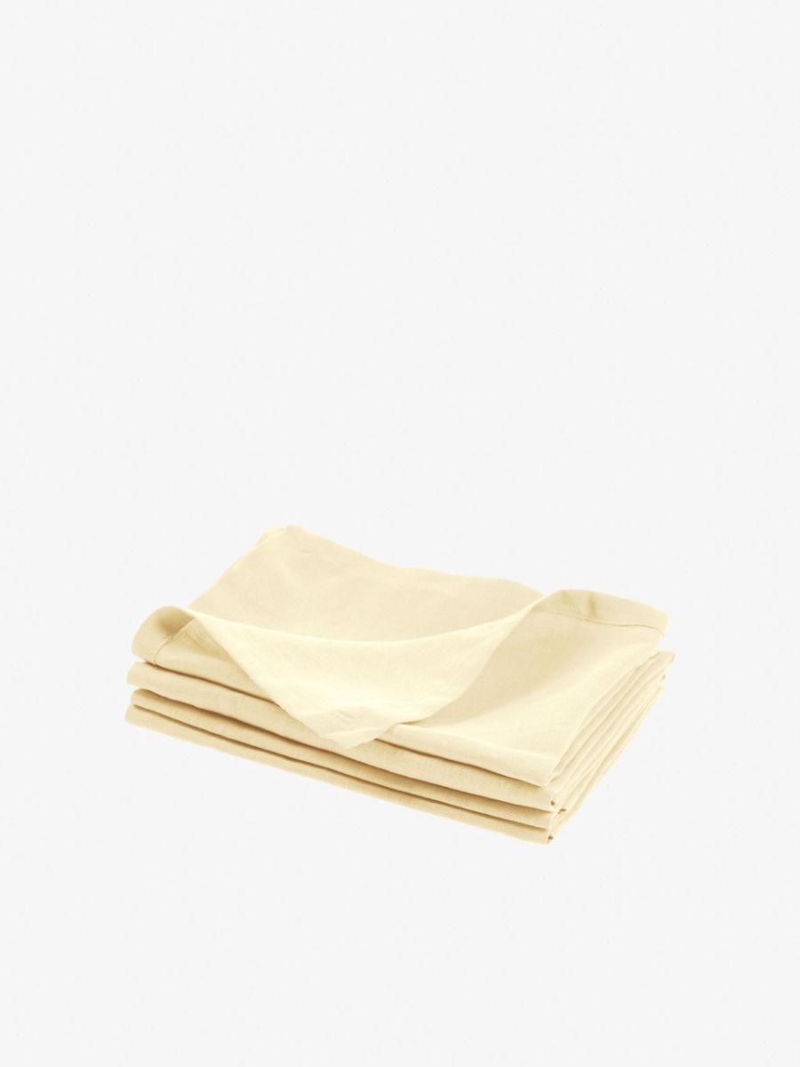 Butter Yellow Linen Napkin Set-4