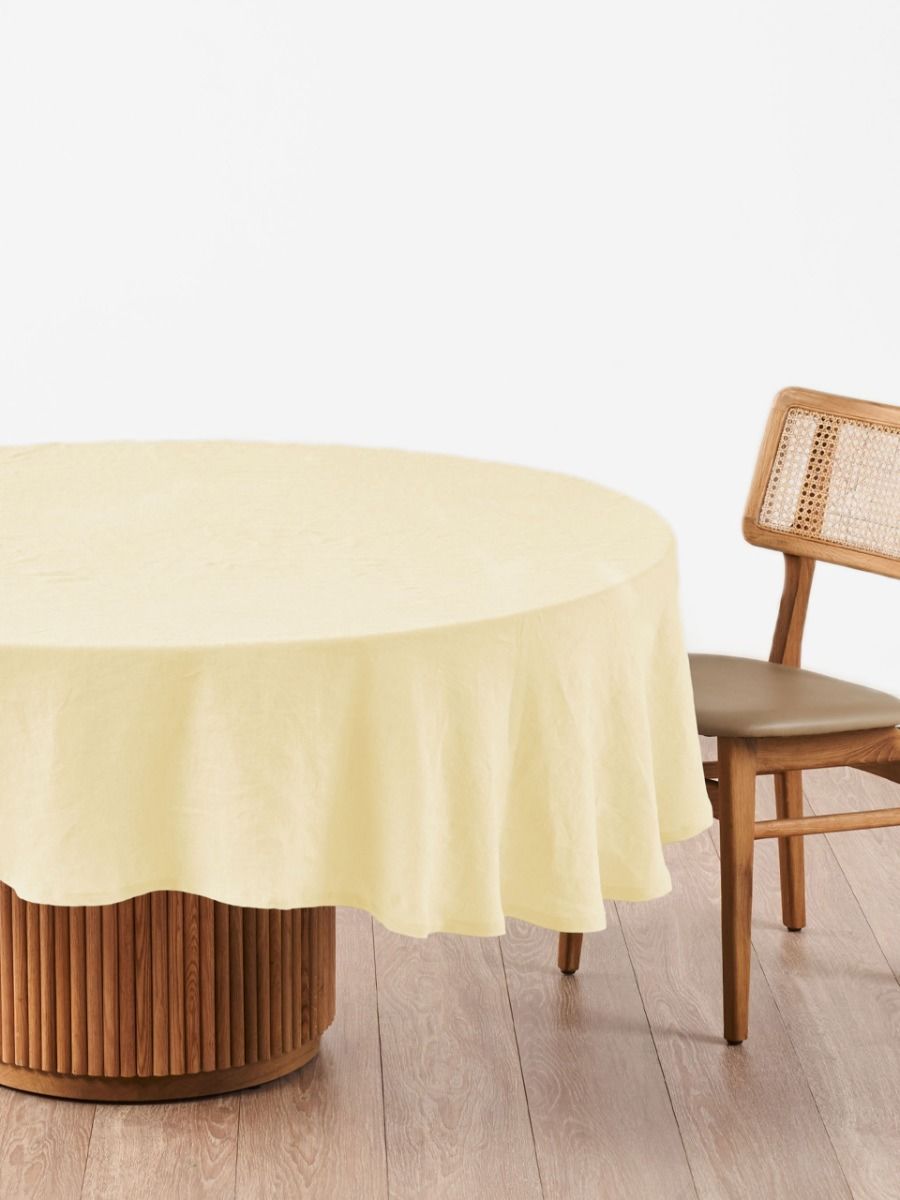 Butter Yellow Linen Table Cloth-2