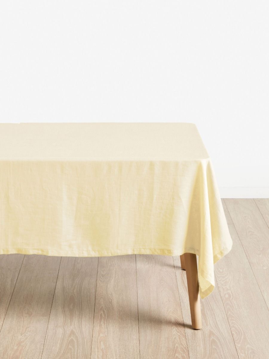 Butter Yellow Linen Table Cloth-0