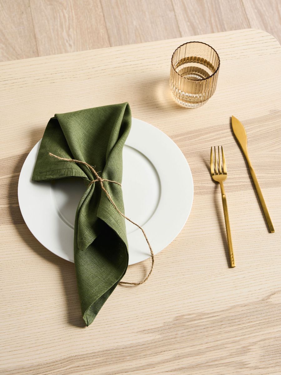 Olive Green Linen Napkin Set