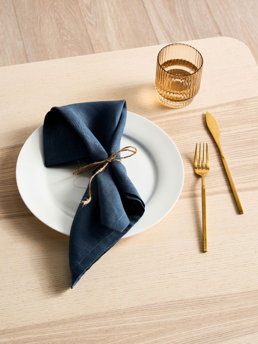 Navy Blue Linen Napkin Set-0