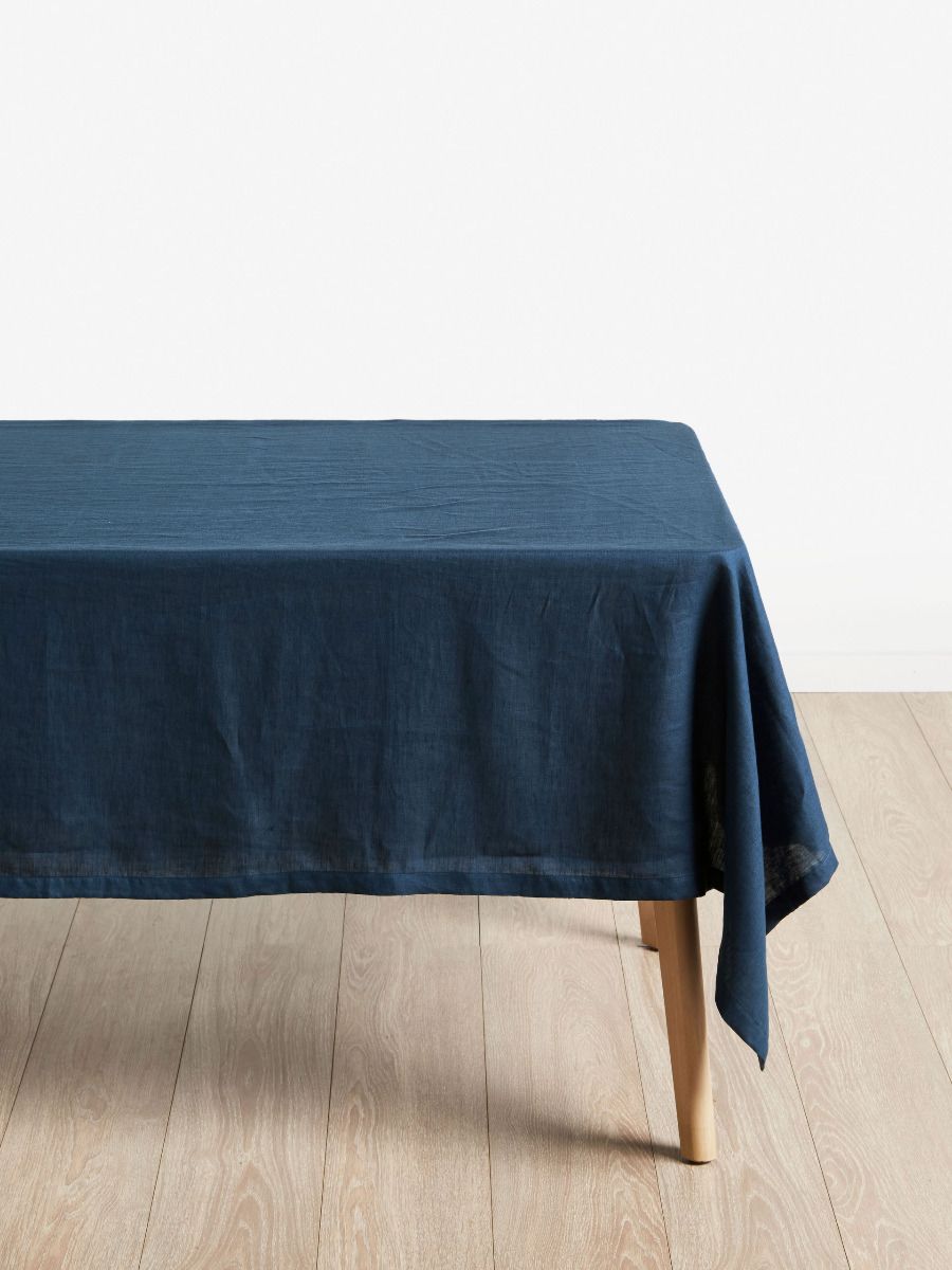 Navy Blue Linen Table Cloth-1