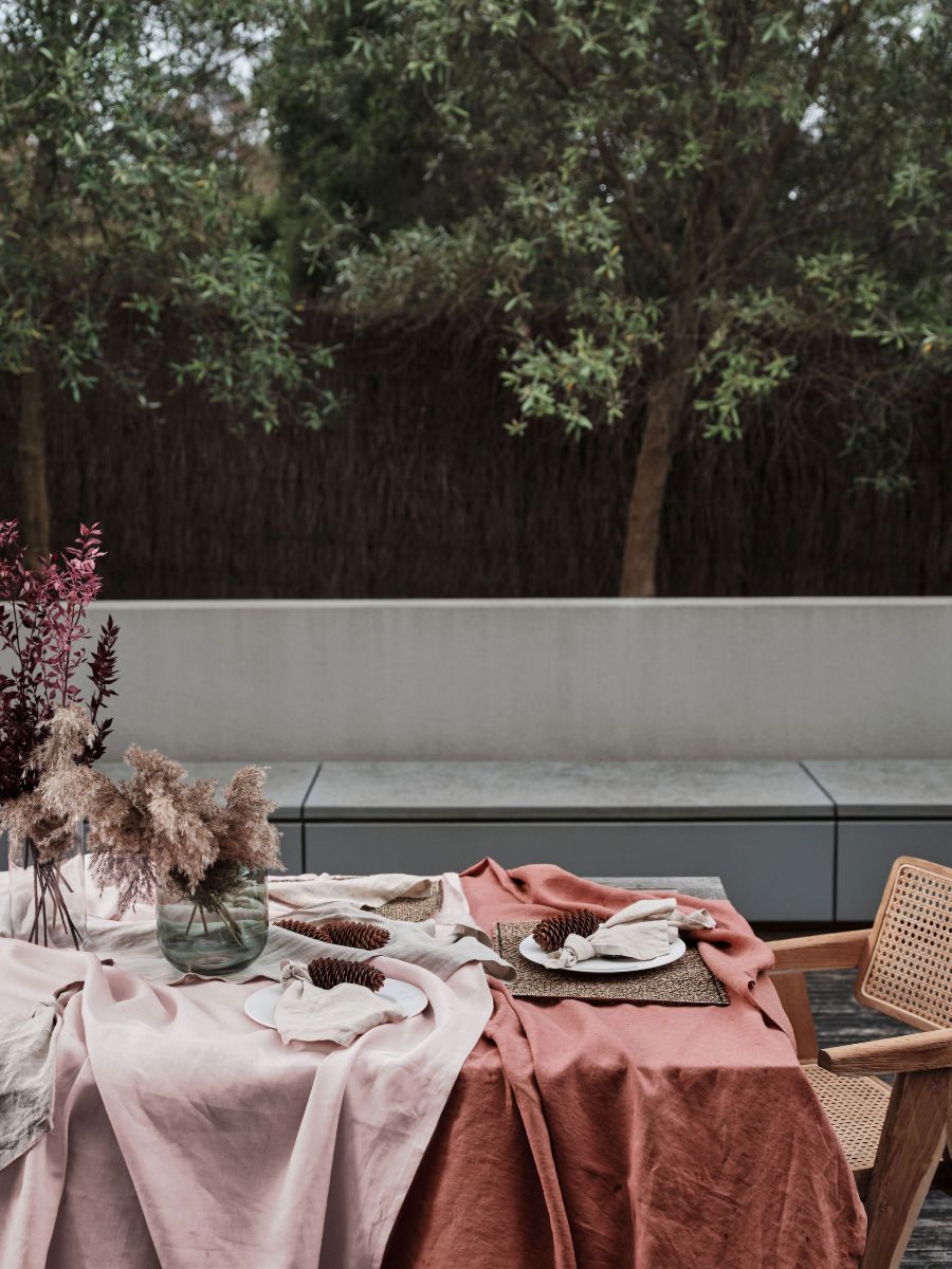 Peach Linen Table Cloth-4
