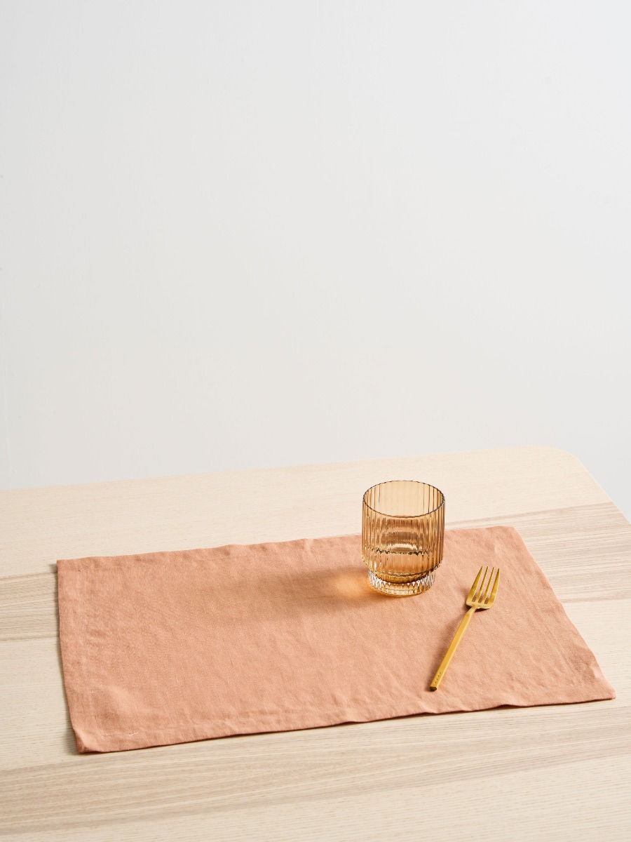 Dusty Peach Linen Table Placemat Set-0
