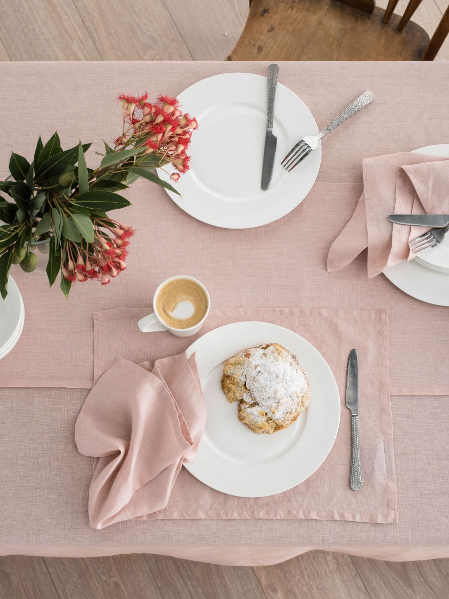 Peach Linen Table Cloth-1