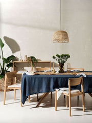 Navy Blue Linen Table Cloth-0