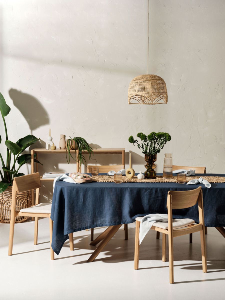 Navy Blue Linen Table Cloth-0