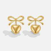 Mary Bow Heart Drop Earrings.. SORI STYLE