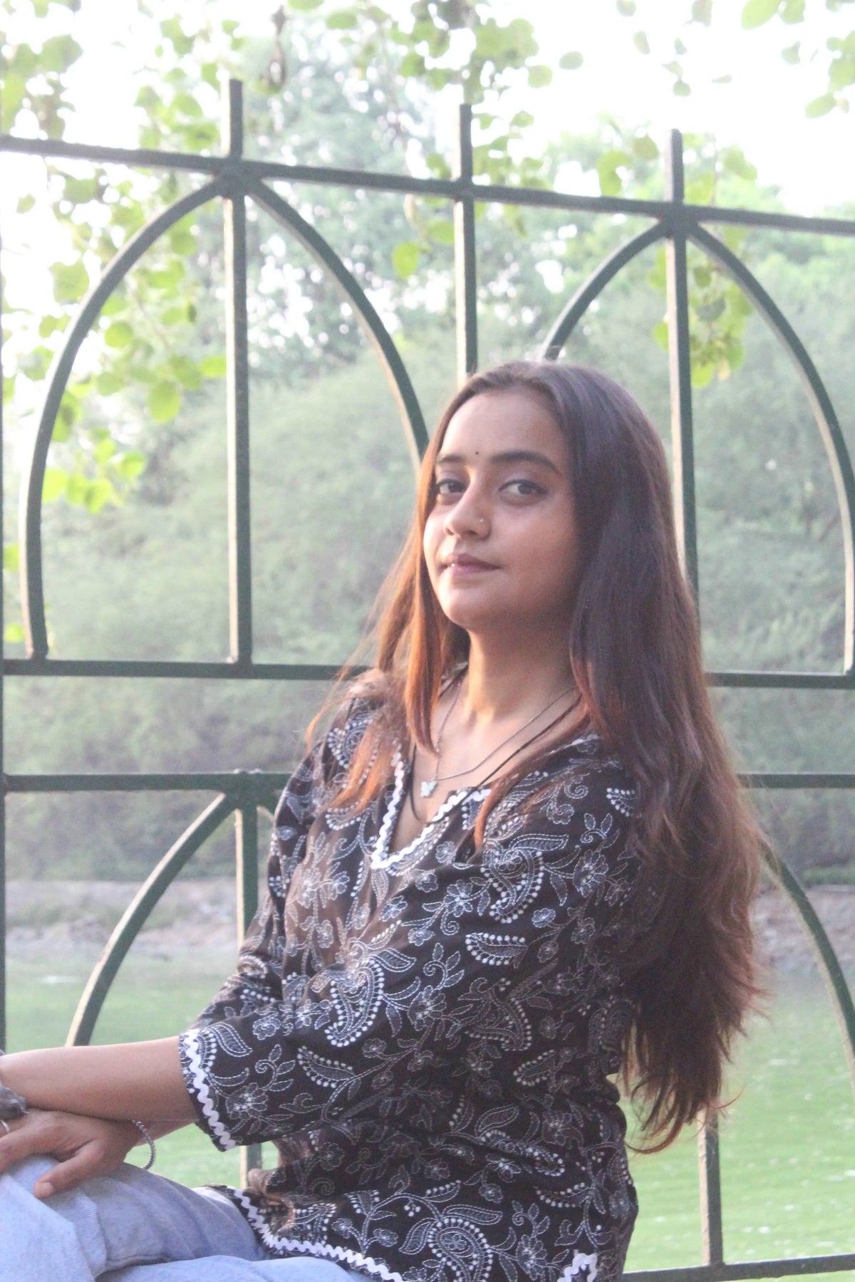 Midnight Blossom Cotton Kurti Yooneck