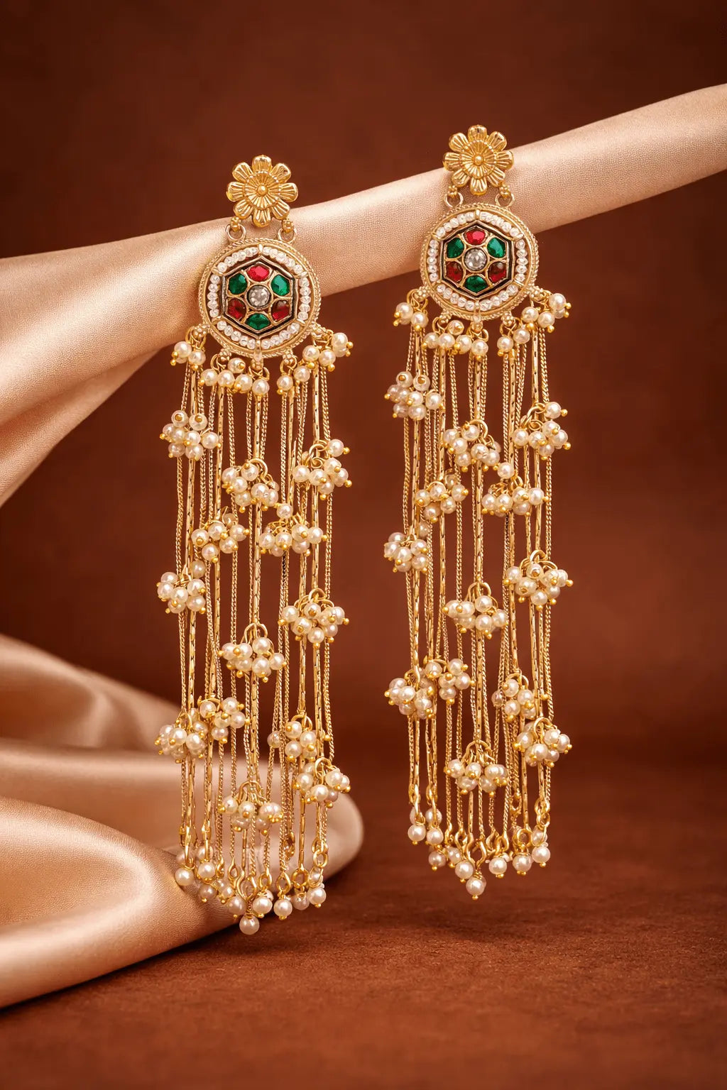 Phulkari Kashmiri Gold Dangler Krishaz