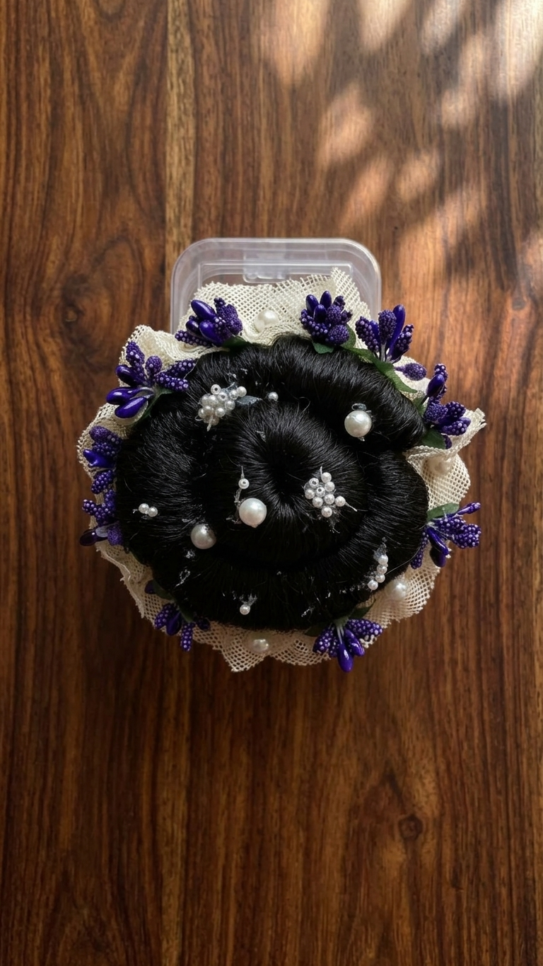Pearl & Lavender Blossom Hair Bun Pin