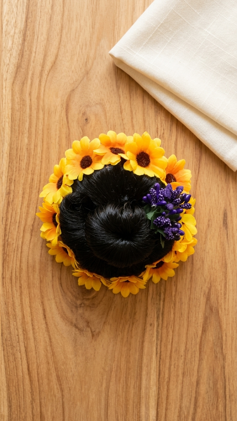 Sunflower & Berry Blossom Hair Bun Clip