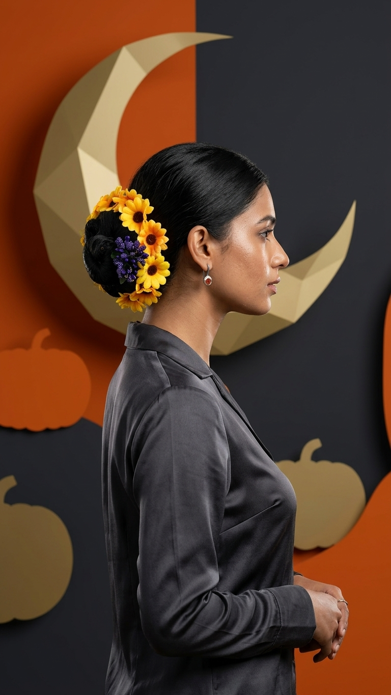 Sunflower & Berry Blossom Hair Bun Clip