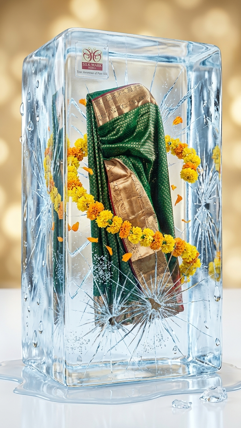 Jacquard Saree With Blouse For Women (Green, 6.3M)
