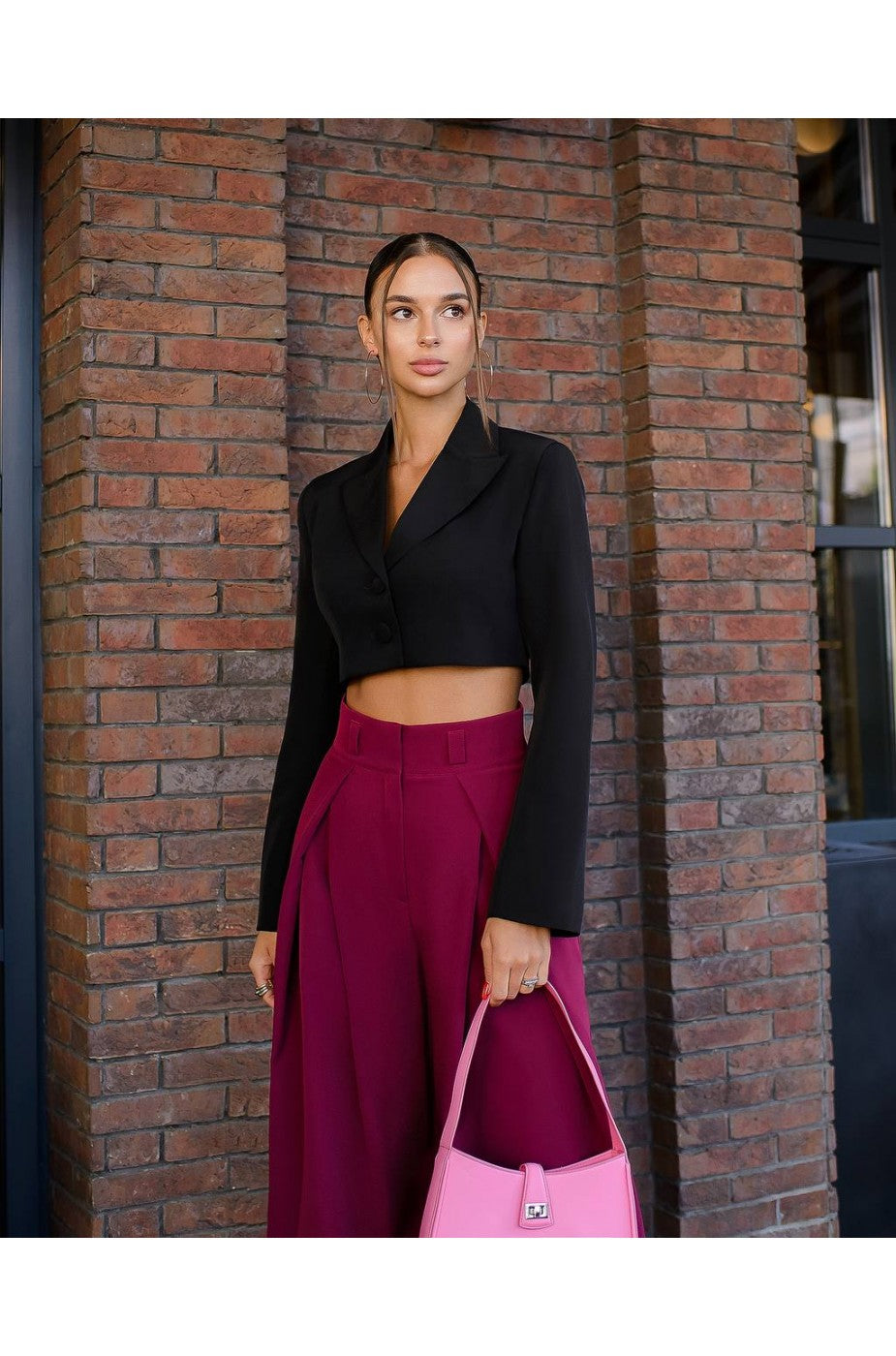 Cropped Banana Crepe Blazer Top-3