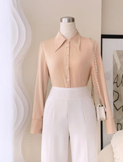 Broad Collar Shirt with Long Sleeves-0