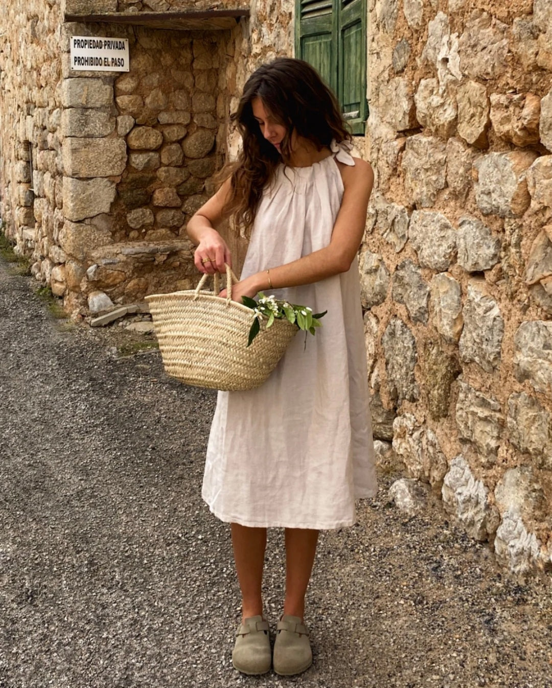 Ivory Linen Halter Dress-2