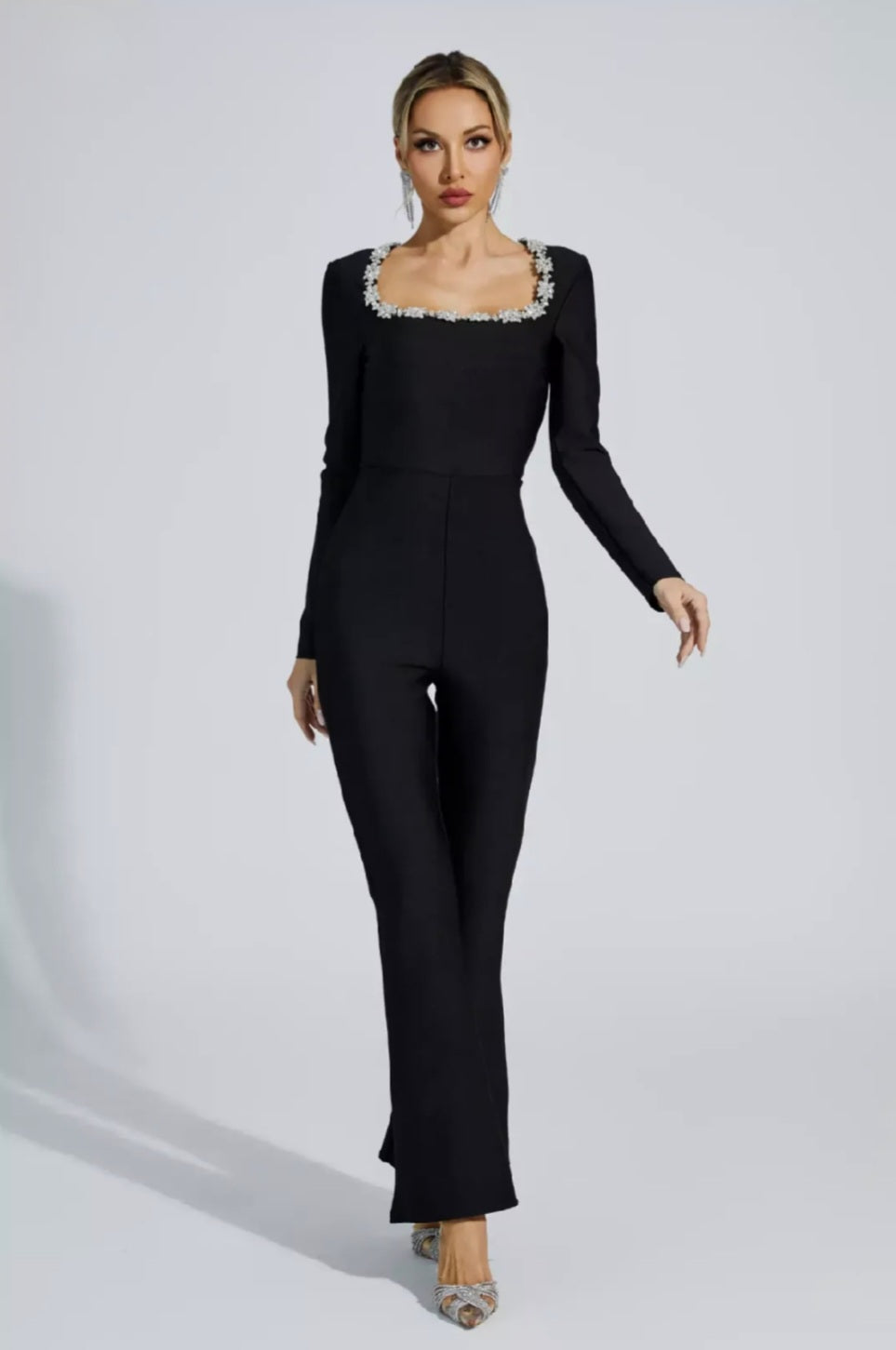 Black Jumpsuit | Bodysuit Jumpsuit |Embellished Jumpsuit | Summer Clothing-4