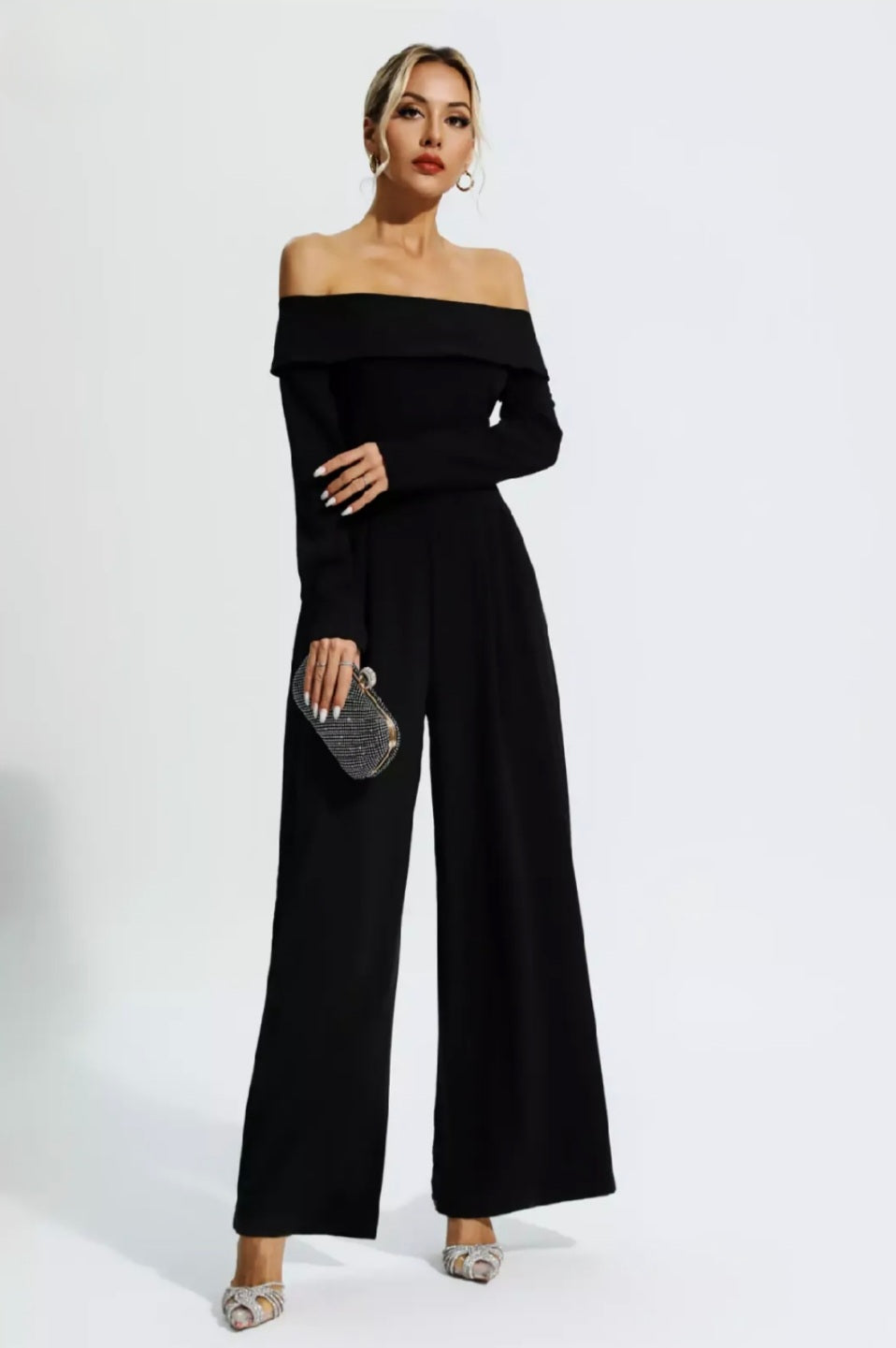 Black Jumpsuit | Off Shoulder Jumpsuit | Flare Bottom Jumpsuit | Summer Clothing-4