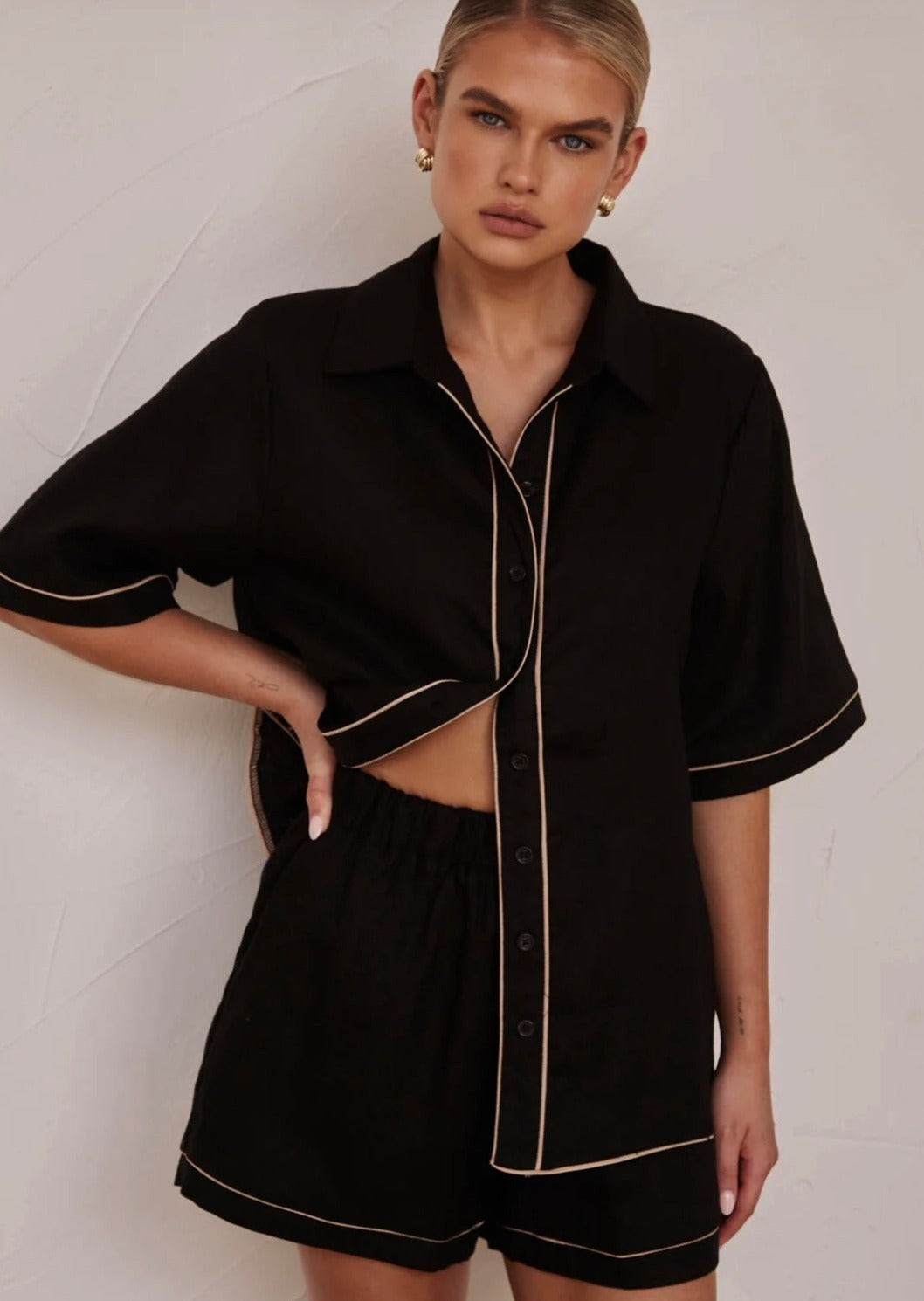 Black Poplin Cotton Shirt-4