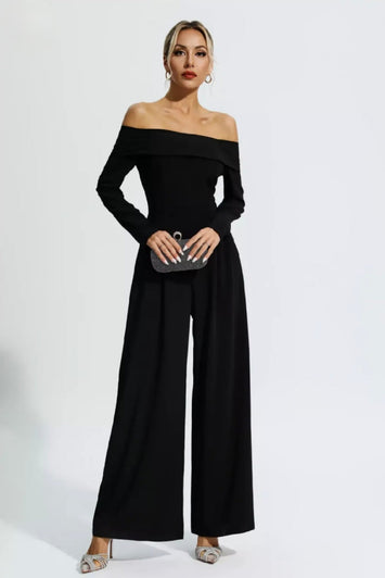 Black Jumpsuit | Off Shoulder Jumpsuit | Flare Bottom Jumpsuit | Summer Clothing-0